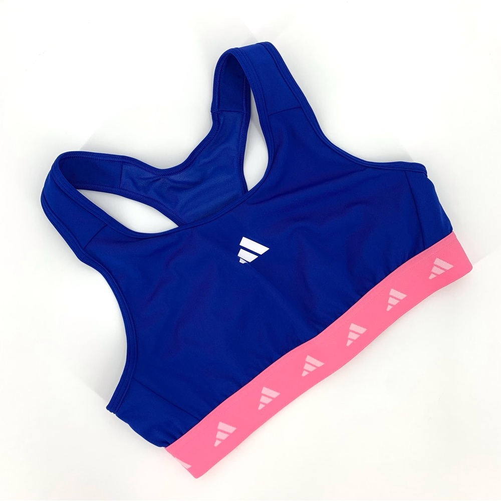 adidas NWOT Girls' Blue and Pink Aeroready Tech Fit Sports Bra, Large/13-14 y